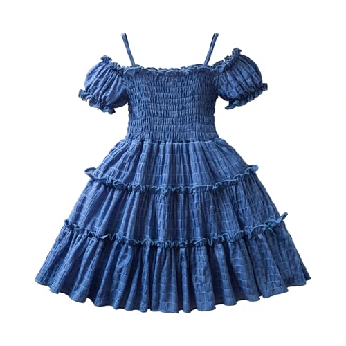 HNXDYY Girl Off Shoulder Ruffle A-Line Party Casual Holiday Formal Princess Dresses