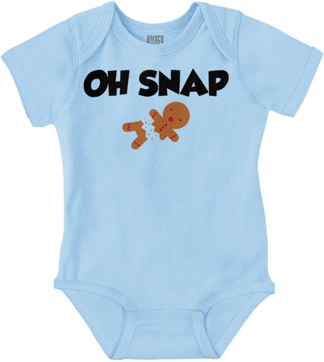 Brisco Brands Christmas Oh Snap Gingerbread Man Baby Romper Boys or Girls