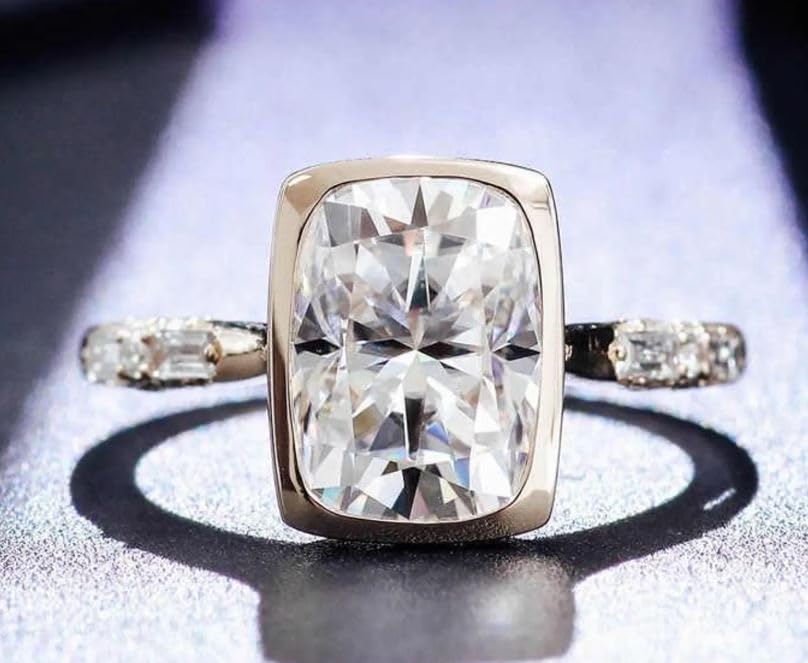 3.00 CT Radiant Cut Diamond Ring,10K Yellow Gold Plated Bezel & Pave Eternity Engagement Bridal Ring,Wedding Ring For Women,Gifted For Her,Size 3-12.3