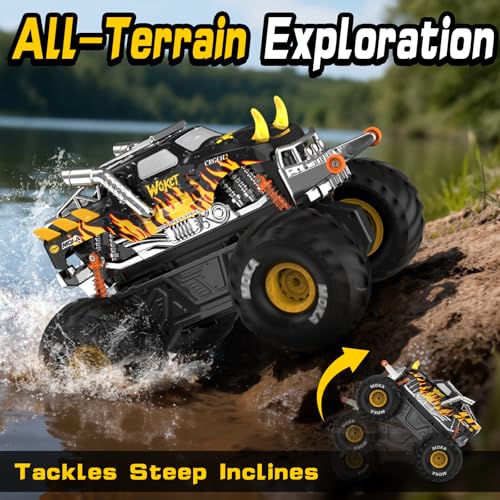 Amphibious 1:16 Waterproof Monster Truck Toys RC Car Water Blaster Trucks 60+ Min Runtime with 2 Batteries 360 Spin 4WD All Terrain Off-Road Pickup rc car Toy 5-12 Year Old Kids Gifts Children's Day — view 3