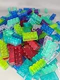 Werkstoff: ABS M4D 50 Bausteine Transparent Neon 3001 Transparent Lila Blau Grün Rot (Bunt Gemischt)