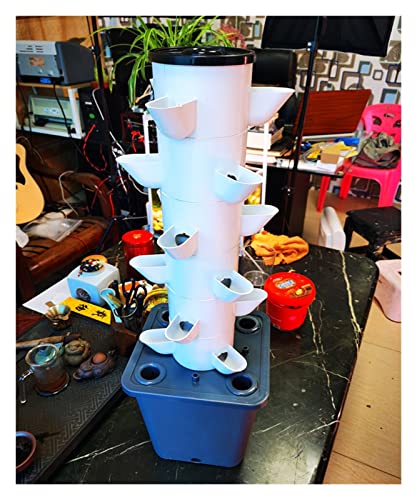 GeRRiT Hydroponic Grow Kit 6 Layers 18 Plants Sites NFT Garden Hydroponic Growing System Vertical Tower Gardern Greenhouse Kit for Fruits, Vegetables, Herbs, White for Leafy Vege