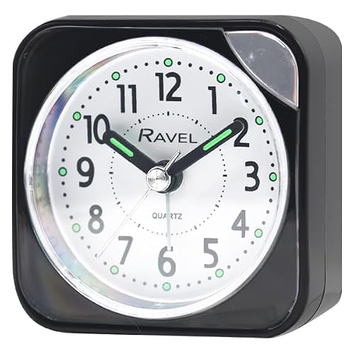 Ravel - Albany Travel Quartz Alarm Clock - Analogue Quartz - RC001.33 - All Black