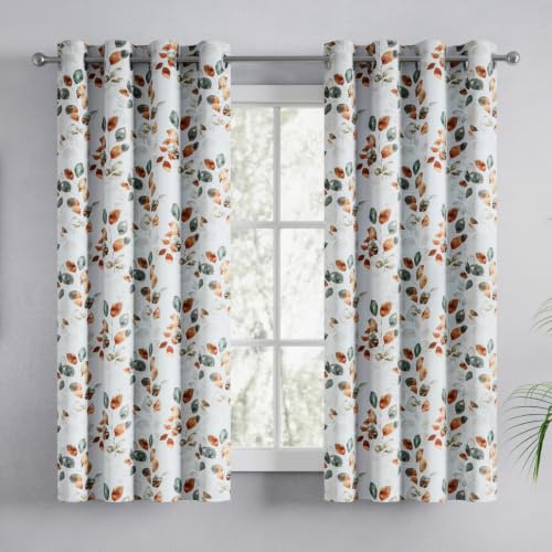 Image of haus & kinder Digital Printed Cotton Window Curtain 5 Feet Long Pack of 2 Window Curtains, 5 Feet Curtain for Window (Soft Botanica, Multicolor 130x152 CM)