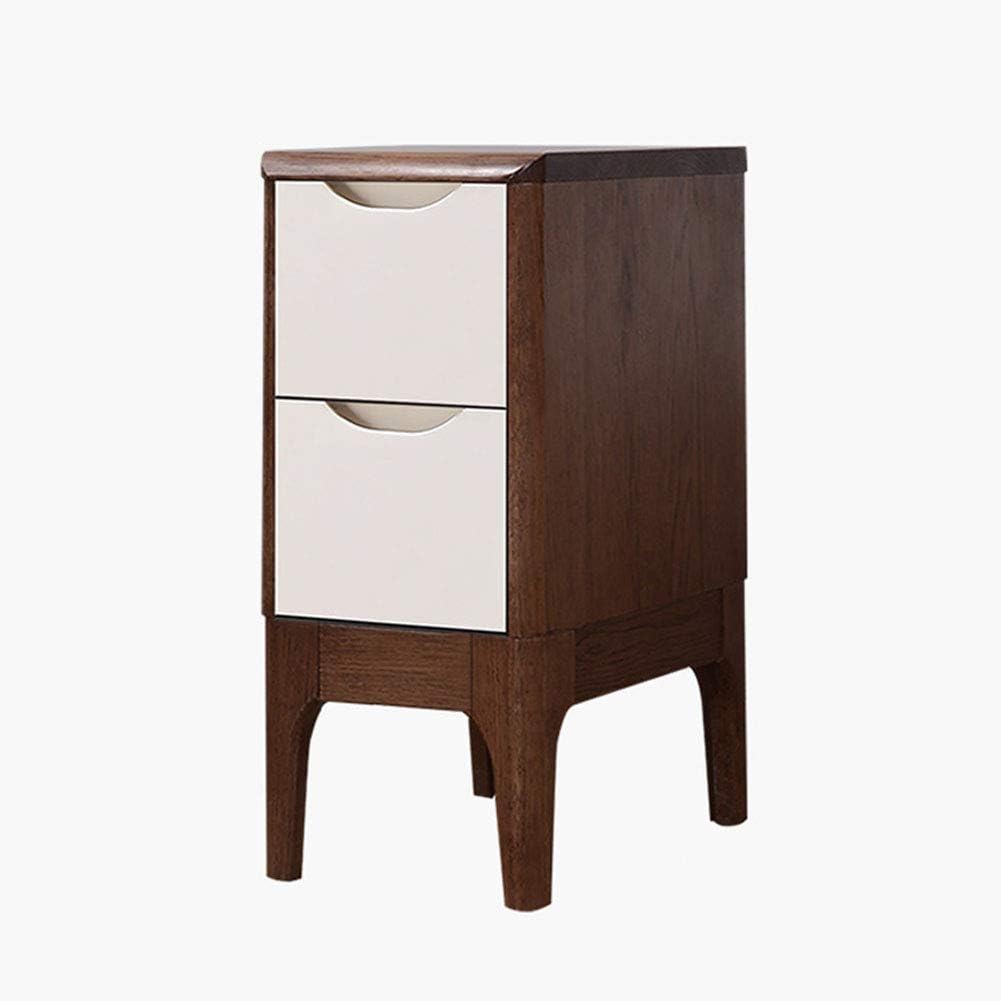 Bedside Table Nightstand Side Table with Drawer and Storage Shelves Household Multifunctional Double Drawer Side Table Nightstand for Bedroom Living Room (Walnut Color 25CM)