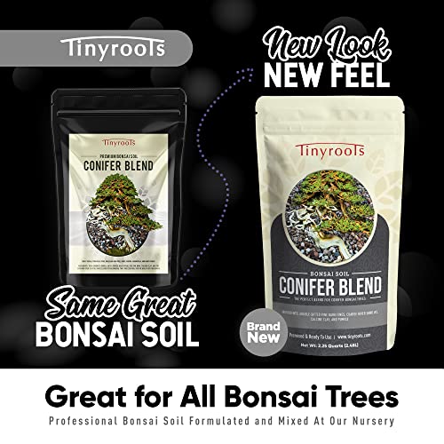 Tinyroots Conifer Bonsai Soil Blend – 2.25 Quarts - Formulated And Pre-Mixed For Junipers, Japanese Black Pines, White Pines, Cedar, Cypress And All Other Conifers #TOP4