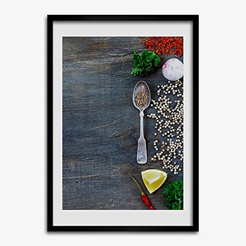 Cadre en bois 50x70 Tulup épices et herbes pour déco cuisine