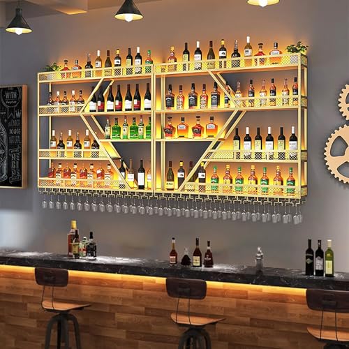LED Wall Mounted Wine Rack Bottle Holder with Glass Rack Space-Saving Wine Storage for Kitchen & Wine Cellar Stylish Etagere Bar nizer Perfect for Wine Lovers