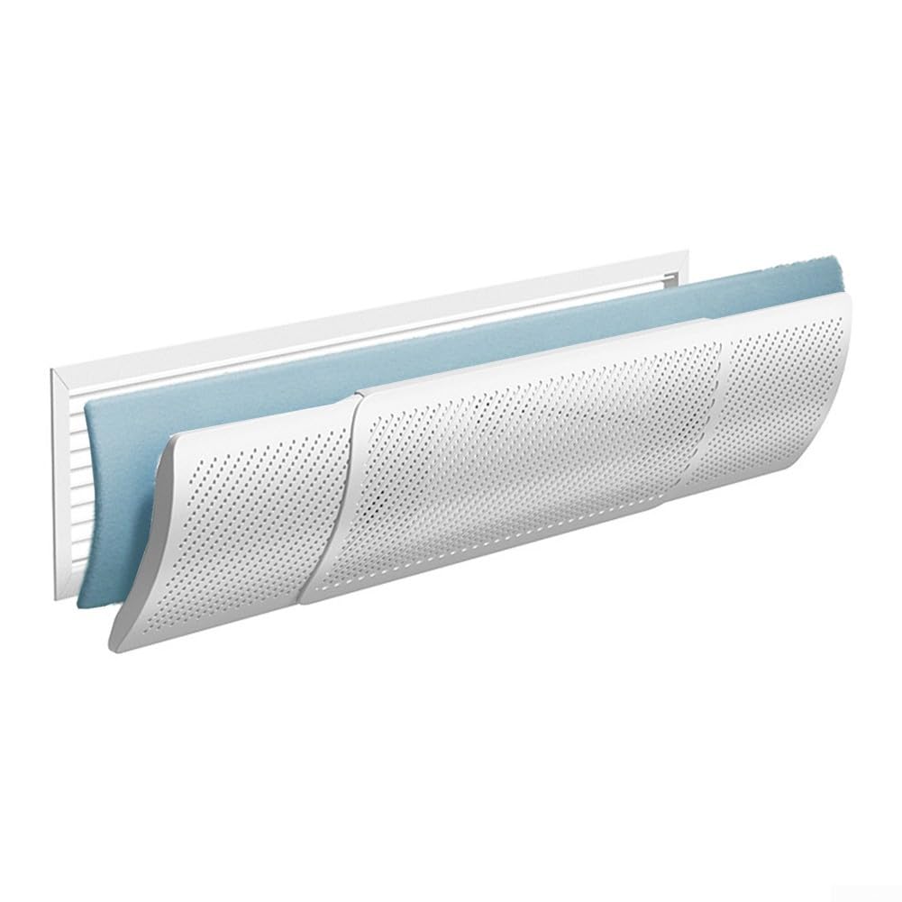 Deflettore d'aria regolabile per ventilazione a soffitto e laterale, bianco, 51-120 cm, compatibile con sistemi di climatizzazione, con filtro agli ioni, migliora il flusso d'aria e il comfort