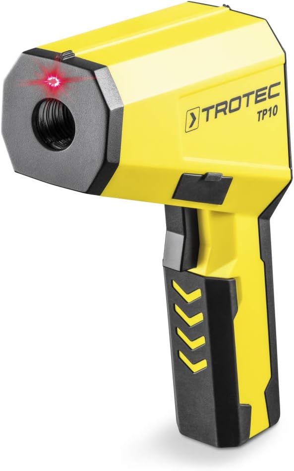 TROTEC TP10 Infrared Thermometer showing laser targeting