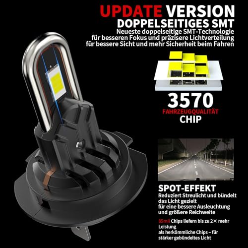 NUROTA H7 Halogen Scheinwerferlampe 12V 55W 6000K Weiß – H7 Lampen Auto Ersatz für Autoscheinwerfer – Helles Licht für Frontscheinwerfer und bessere Sicht bei Nachtfahrten – 2 Stück