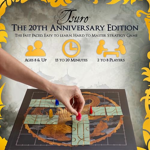 Image of Tsuro 20th Anniversary Edition - Award-Winning Tile-Laying Strategy Board Game, 2-8 Players Ages 8+