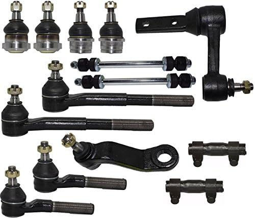 14 Pieces Kit Pitman & Idler Arms Front Upper & Lower Ball Joints Inner Outer Tie Rod Ends Adjustment Sleeves Sway Bars