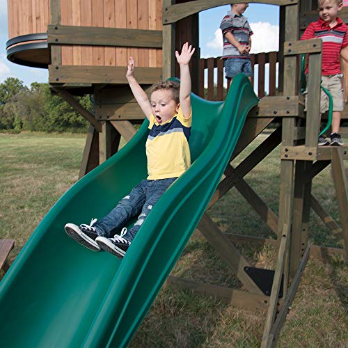 Backyard Discovery Eagles Nest Elevated Cedar Outdoor Playhouse, 3 Levels Of Fun, 5 Ft Rock Climbing Wall, Step Ladder, Covered Clubhouse, Wrap-Around Deck, Crows Nest, 10 Ft Slide #TOP3