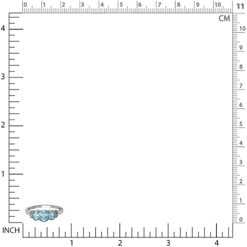 Miniatura 2 de Silvershake Anillo de plata de ley 925 chapada en oro blanco con topacio azul de 2,06 qt.