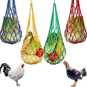 4 Pieces Chicken Vegetable String Bag Chicken Cabbage Feeder Treat Feeding Tool Chicken Vegetable Cabbage Snack Hanging…