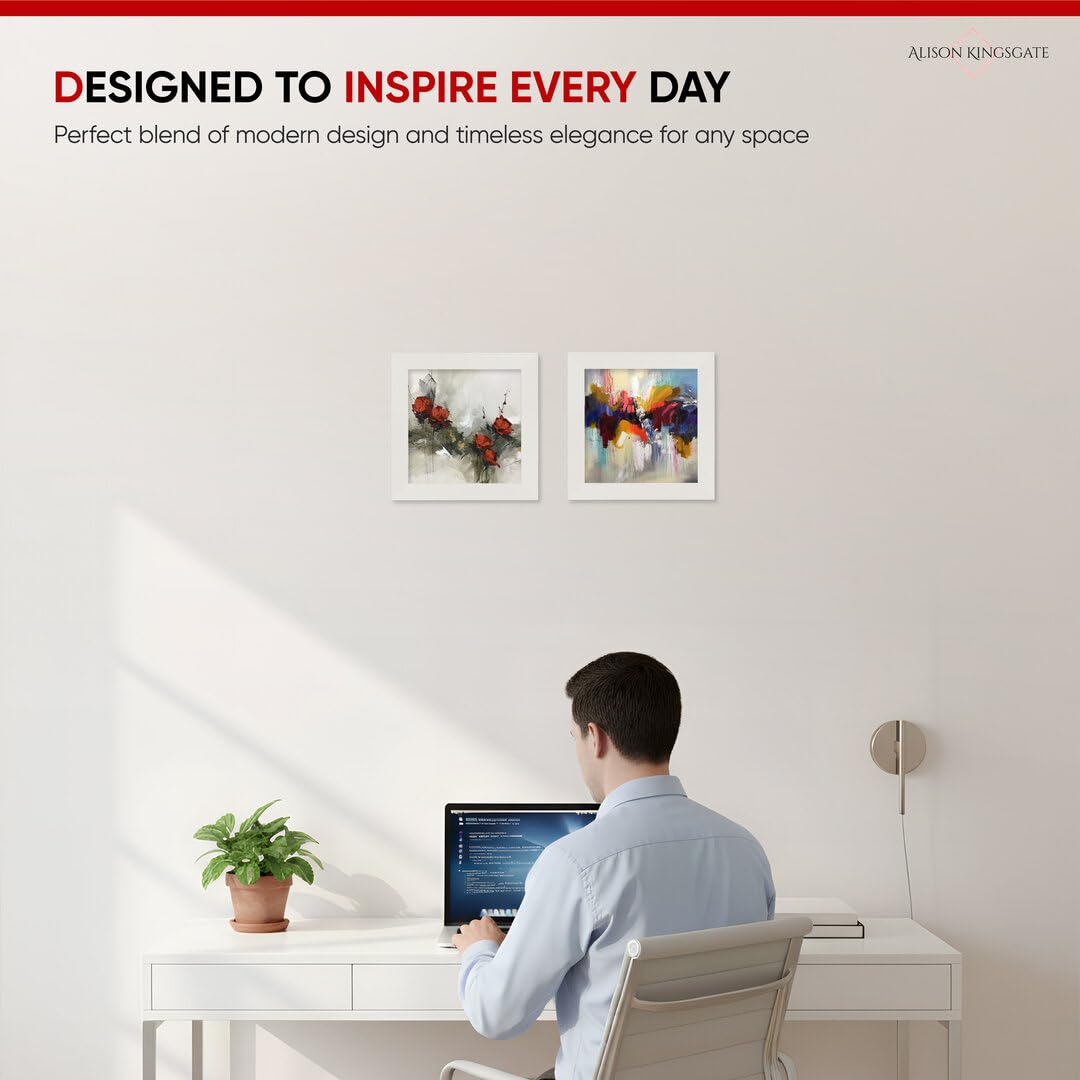 Alison Kingsgate Modern 7X7 White Picture Frames- Engineered Wood Photo Frame with Shatterproof Perspex Front- Ideal for Posters Certificates & Artwork- Wall Mount or Tabletop Display - Image 4
