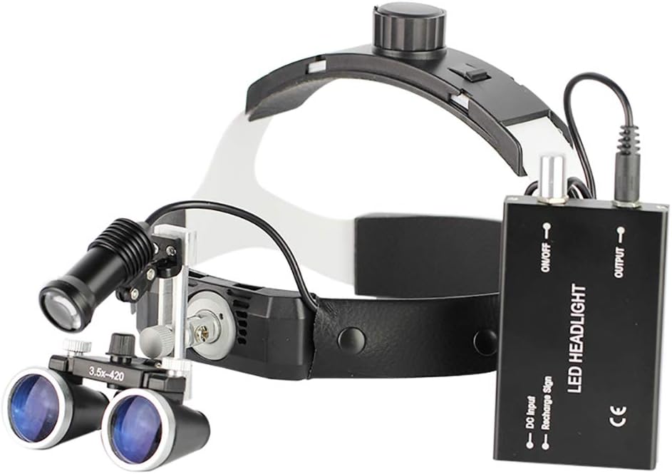 Surgical Binocular Loupes Leather Headband with 3W LED Headlight Lamp Helmet Dental Surgical Loupe Operation Medical Enlarger Clinical