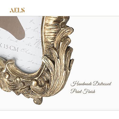 Aels Vintage Picture Frame, Elegant Antique Photo Frames With Glass Front, Photo Display, Tabletop Wall Hanging, Gift Ideas, Gold (4X6 Inch) #TOP3