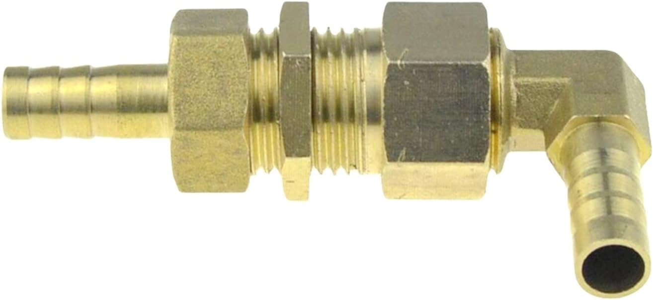 Elbow Bulkhead Brass Hose Connector, 6-19mm Tail Pneumatic Air Water Hose Coupler Adapter (Color : Silver, Size : A-8mm)