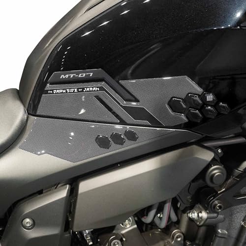 labelbike - Autocollants 3D Moto Réservoir Protection et Décoration Latéraux en Résine Compatible avec Yamaha MT-07 2025 - Couleur Gris