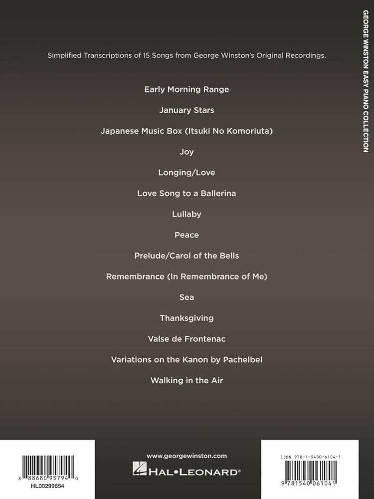 E WINSTON　 SHEET MUSIC COLLECTION George Winston - Piano Sheet Music Collection | 12 Iconic