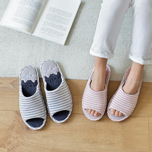 MAGILONA Women Mens Home Slippers Cotton Blends Soft Washable Open-Toe Indoor Shoes Casual Flat Silent Slippers Sole Shoes2