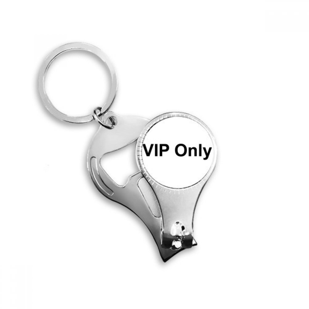 VIP Only Black Symbol Pattern Nail Nipper Ring Key Chain Bottle Opener Clipper