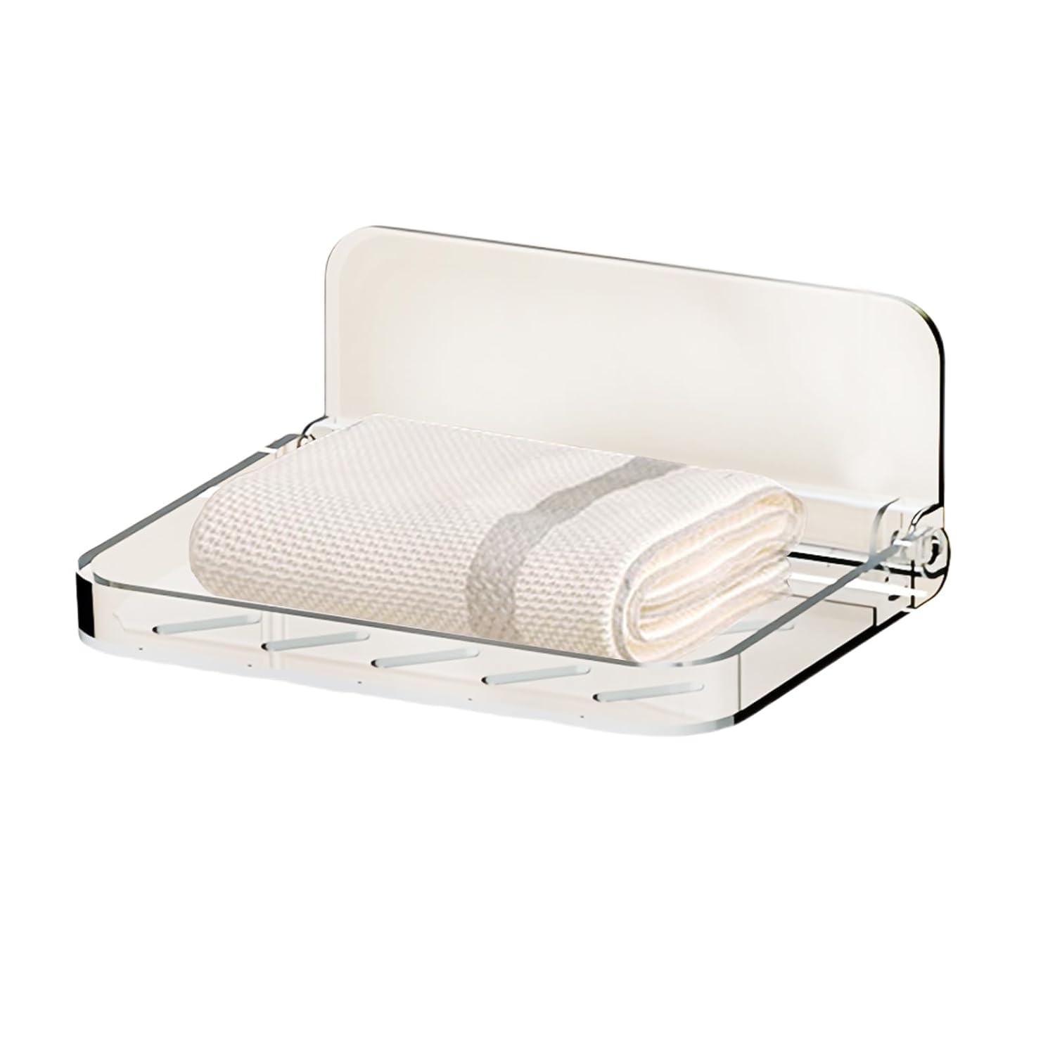 ANIS KEAAR 1PCS Clear Foldable Shower Caddy Bottom Hollow Draining Wall-Mounted Shelf Organizer Multi-Purpose for Bathroom Kitchen Bedroom
