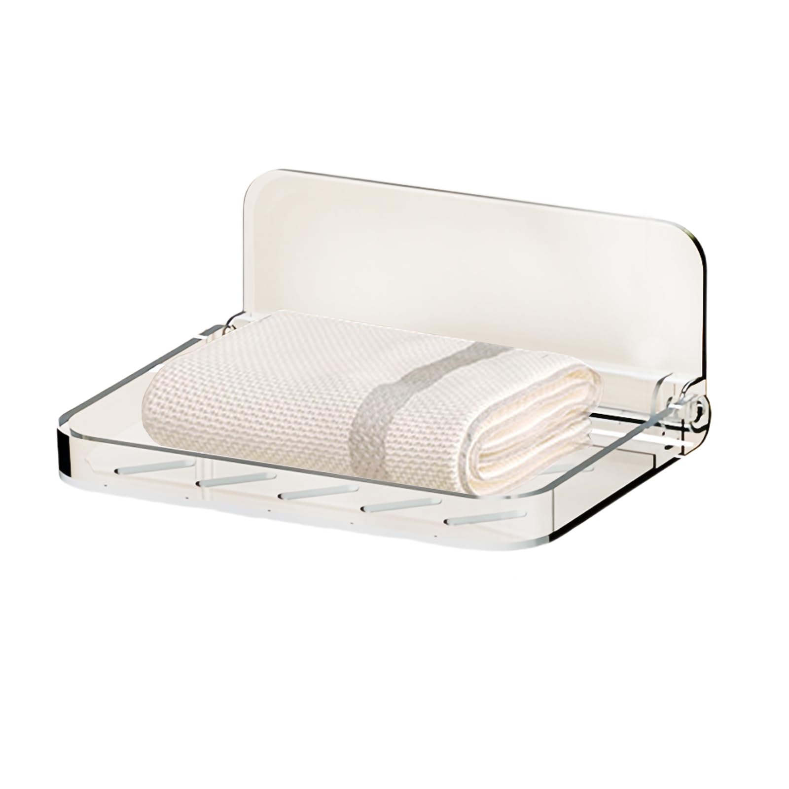 ANIS KEAAR 1PCS Clear Foldable Shower Caddy Bottom Hollow Draining Wall-Mounted Shelf Organizer Multi-Purpose for Bathroom Kitchen Bedroom
