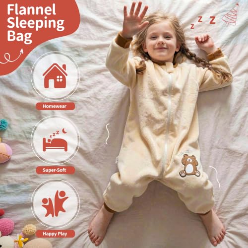 Image of MICHLEY Flannel Sleeping Sack,Baby Sleeping Bag Wearable Blankets 9M-6Y