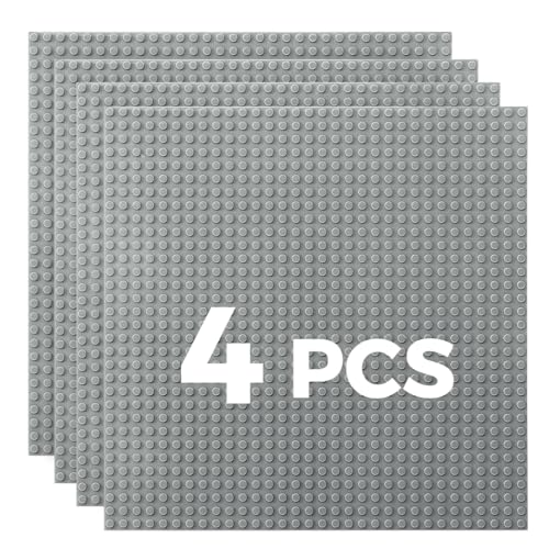 Image of Classic Baseplates Building Plates-10 inch x 10 inch Building Boards,100% Compatible with All Major Brands and Activity Table, Creative Platforms Mats for Toy Bricks (Gray-4, 4 Pack)