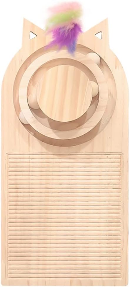 Wood Pet Cat Interactive Toy Rotating Balls Kitten Cats Claw Scratching Grinding Board Post Furniture