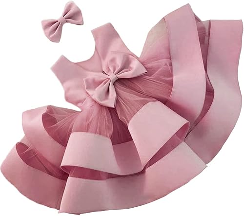 3M-6T Vestido de Concurso con Volantes de Encaje sin Espalda para Bebé Niña Vestido Tutú para Niña Pequeña Vestidos de Fiesta de Tul con Flores