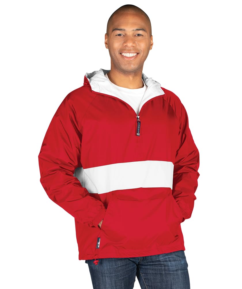 Charles River Apparel Wind & Water-Resistant Pullover Rain Jacket (Reg/Ext Sizes) - red - XXXL