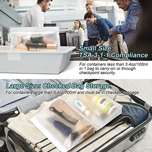 SPLF 4 Pack Leakproof Clear Toiletry bags, TSA Approved Quart Size Zipper Bags, BPA Free Travel Makeup Cosmetic Bags for Women Men, Carry on Airport Airline Compliant Bags3