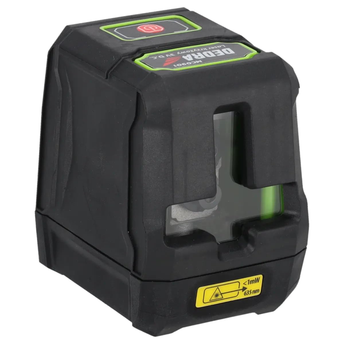 Laser krzyżowy DEDRA, poziomica laserowa, czerwony laser 20 m. Stopień ochrony IP54, z walizką i baterią AA, temperatura pracy do +50°C. W zestawie z walizką i 2 bateriami AA.