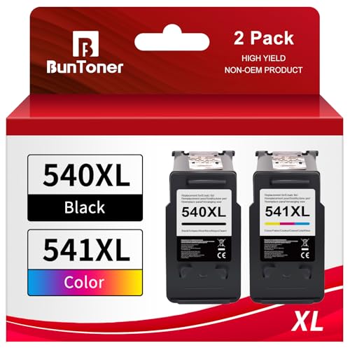 BunToner 540XL 541XL Multipack zamiennik kartridży do drukarek Canon 540 541 PG-540 CL541 do Canon Pixma TS5150 MG3600 MG3650S MG3650 MG4250 MX475 TS5100 MG3150 MG3500 MG444 200 (2-pak)