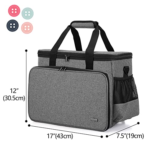 Luxja Sewing Machine Case With Detachable Dolly And Removable Bottom Pad, Rolling Sewing Machine Tote Fits For Most Standard Sewing Machines, Gray #TOP3
