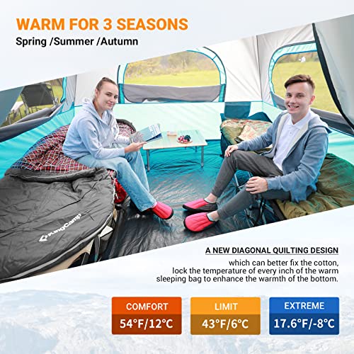 KingCamp Extra Wide Sleeping Bags - Bolsa de Dormir para Adultos XL, Algodón Franela, para Camping 3 Estaciones, Impermeable, Compacta y Ligera miniatura 6