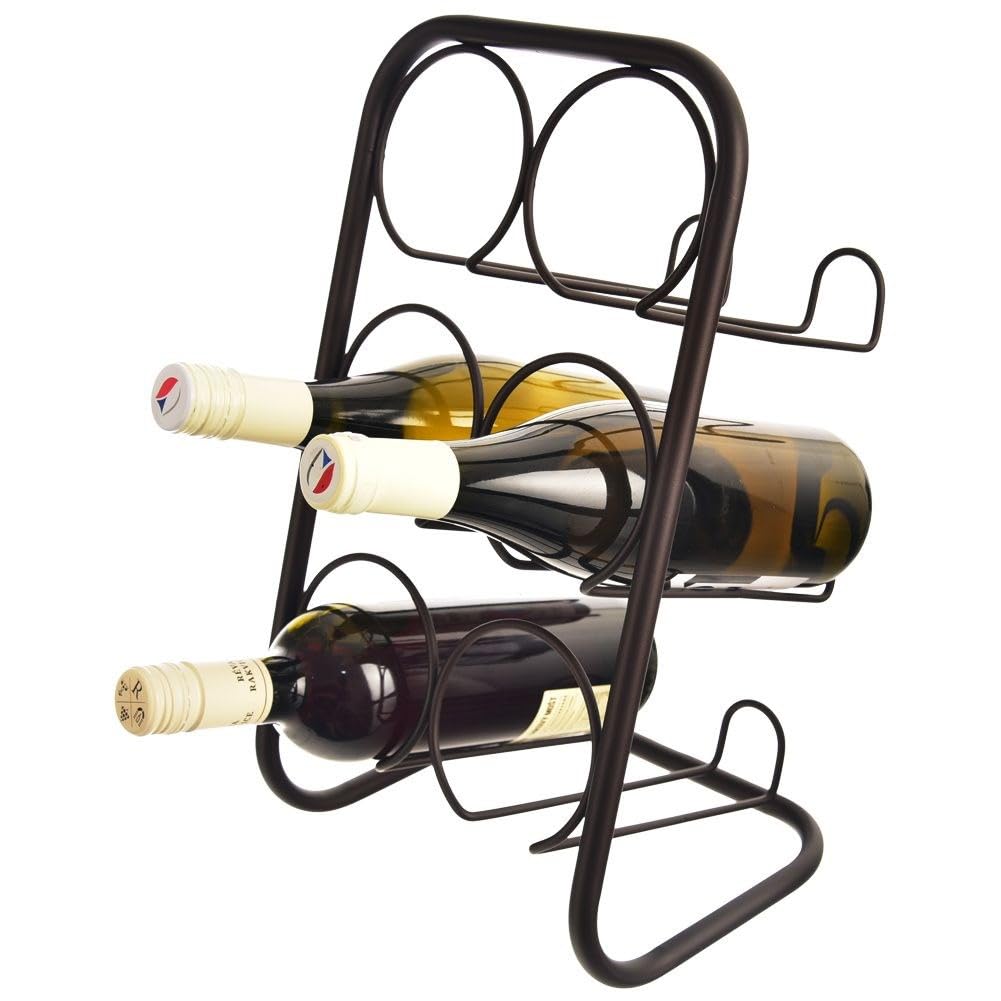 orion group Stojak na wino, stojak na butelki, stojak na wino, stojak na butelki wina, uchwyt na butelki wina, z metalu, czarny, na 6 butelek wina 22,5 x 39 cm