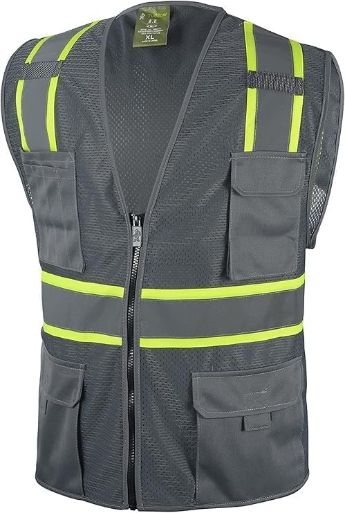 Grey Two Tones Safety Vest,With Multi-Pocket Tool