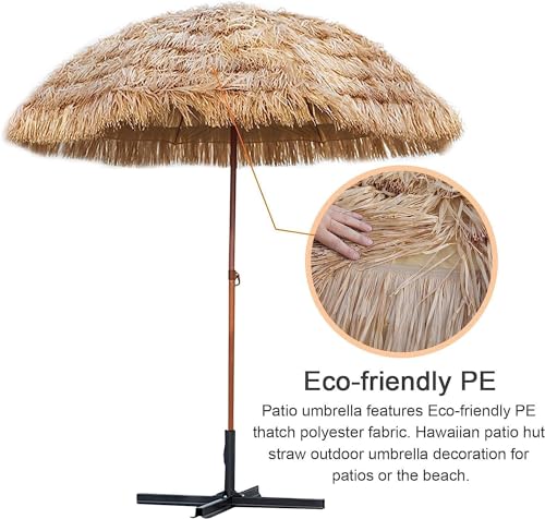 Parasol redondo de brezo artificial de 2.4 metros con sistema basculante para jardín 3