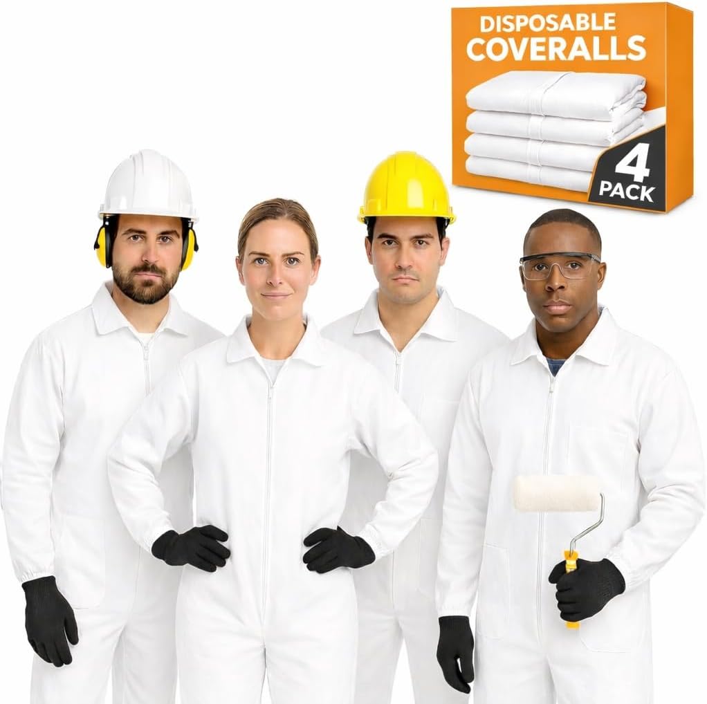 Disposable Coveralls Breathable Paint Suit, Crawl Space, Lightweight Coveralls