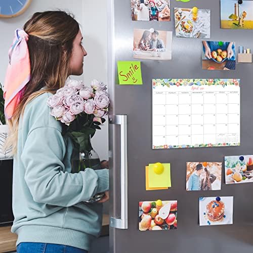 S&O Floral Magnetic Fridge Calendar 2023 Goes to June 2024 - Tear-Off Refrigerator Calendar to Track Events & Appointments - 18 Month Magnetic Calendar for Fridge for Easy Planning - 8"x10" in.