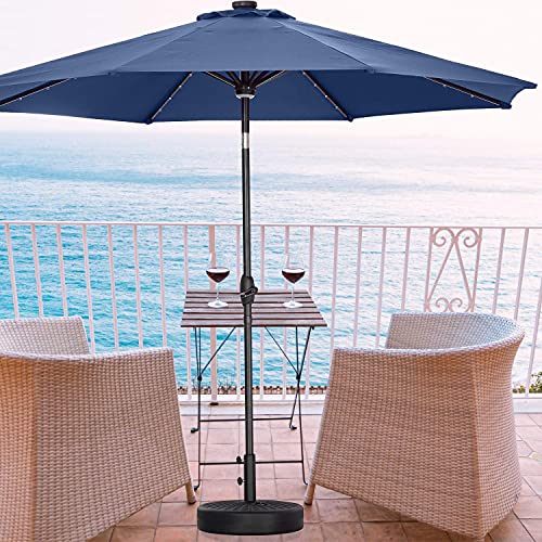 Gdy 10Ft Patio Umbrella, Solar Powered 40 Led Lighted Outdoor Table Market Umbrella With Tilt And Crank, Center Light (Navy Blue) #TOP3