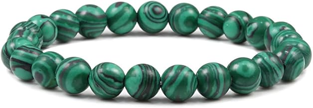 Pulabo Natural Stone Green Malachite Beads Bracelet Elastic Rope Distance Bracelets Bracelets Balance Yoga Jewelry Gift Unisex Durable