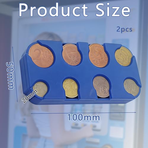 2er-Set Münzbox，Münzhalter Münzsortierer Münzen Aufbewahrung Euro Münzhalter Münzsortierer Münzsammler 8 Fächer von 2 Euro bis 1 Cent(Schwarz)