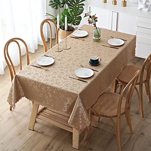 Image of Smiry Rectangle Table Cloth, Waterproof Heavy Duty Vinyl Tablecloths, Wipeable Washable Table Cover for Kitchen and Dining Room (Brown, 60 inch X 84 inch)