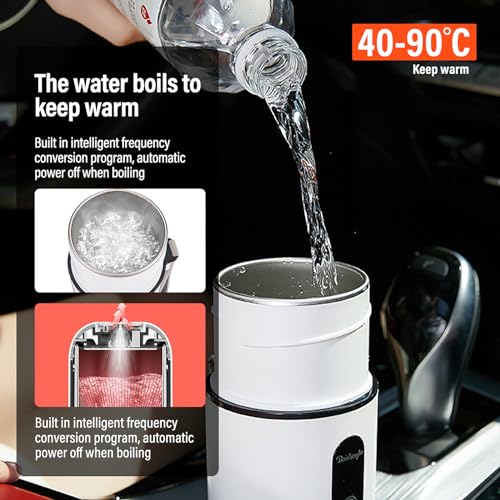 Tetera eléctrica portátil 420ml acero inoxidable miniatura 7